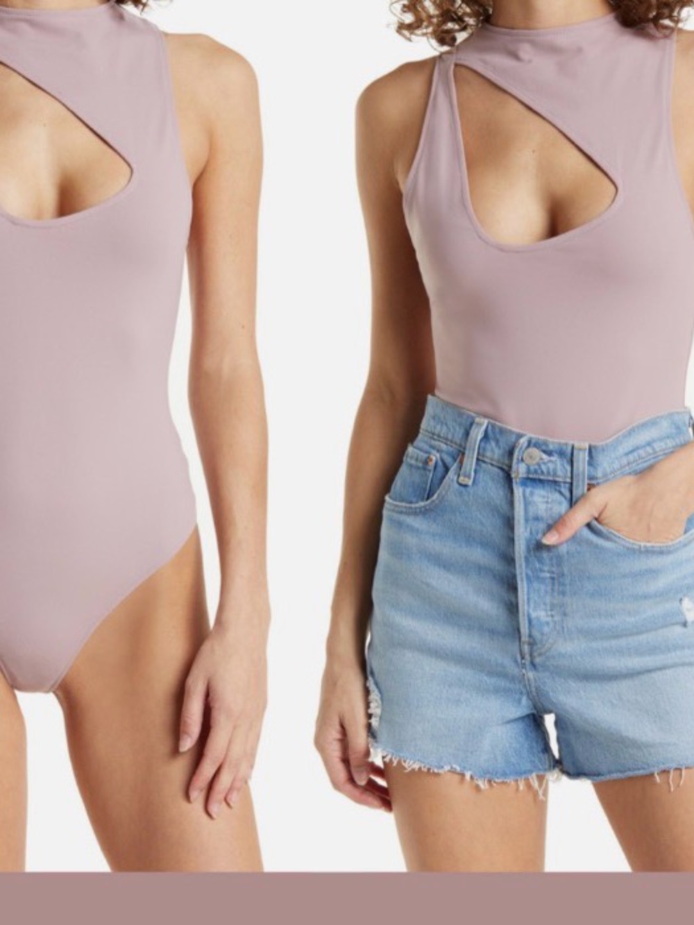 Free People Intimately Keep It Going Cutout Bodysuit Mauve XS